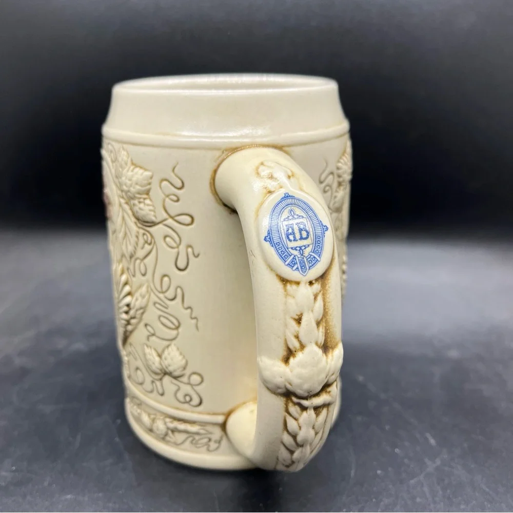 Budweiser Label Stein Beer Mug Cup 1995 Ceramarte Brazil w/ Box & COA